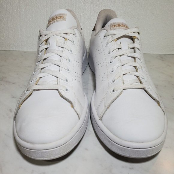 Adidas Womens 10 US Advantage White/ Gold Tennis Shoes Sneakers Modern - Picture 4 of 9